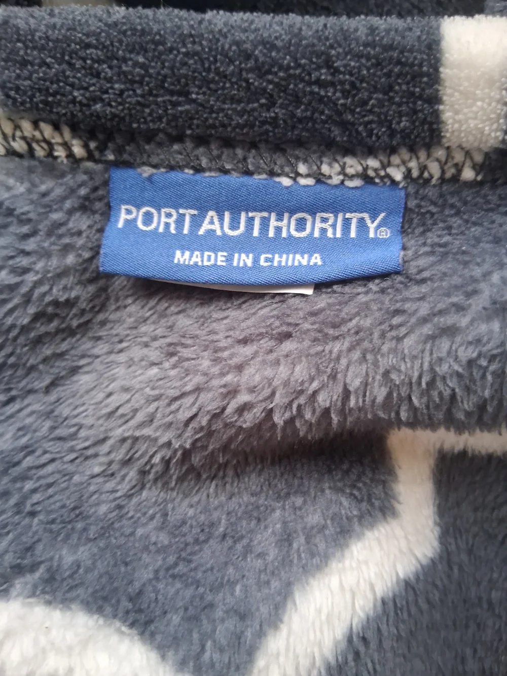 Port Authority Gray and White  Plush Throw Blanket FREE WITH $20 PURCHASE